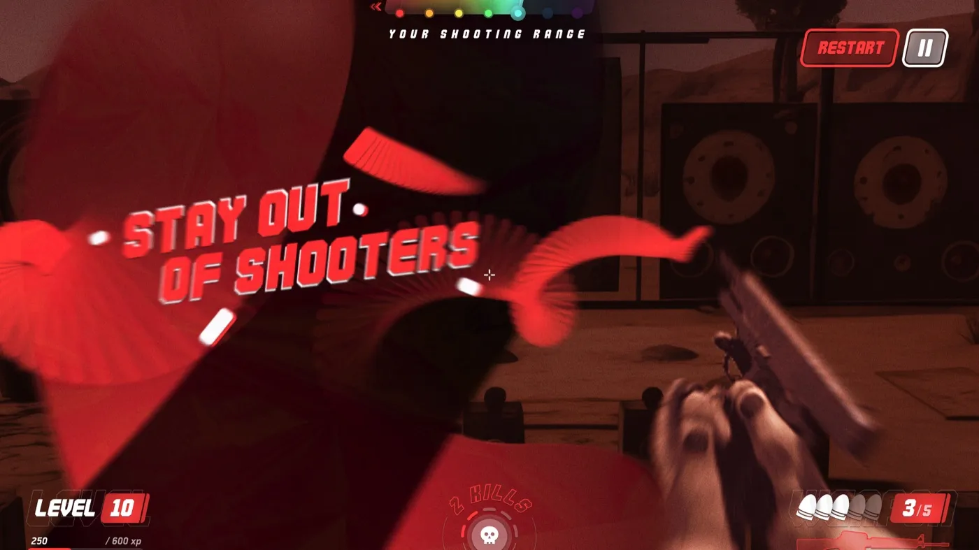 Take a hit and it taunts you: stay out of shooters.