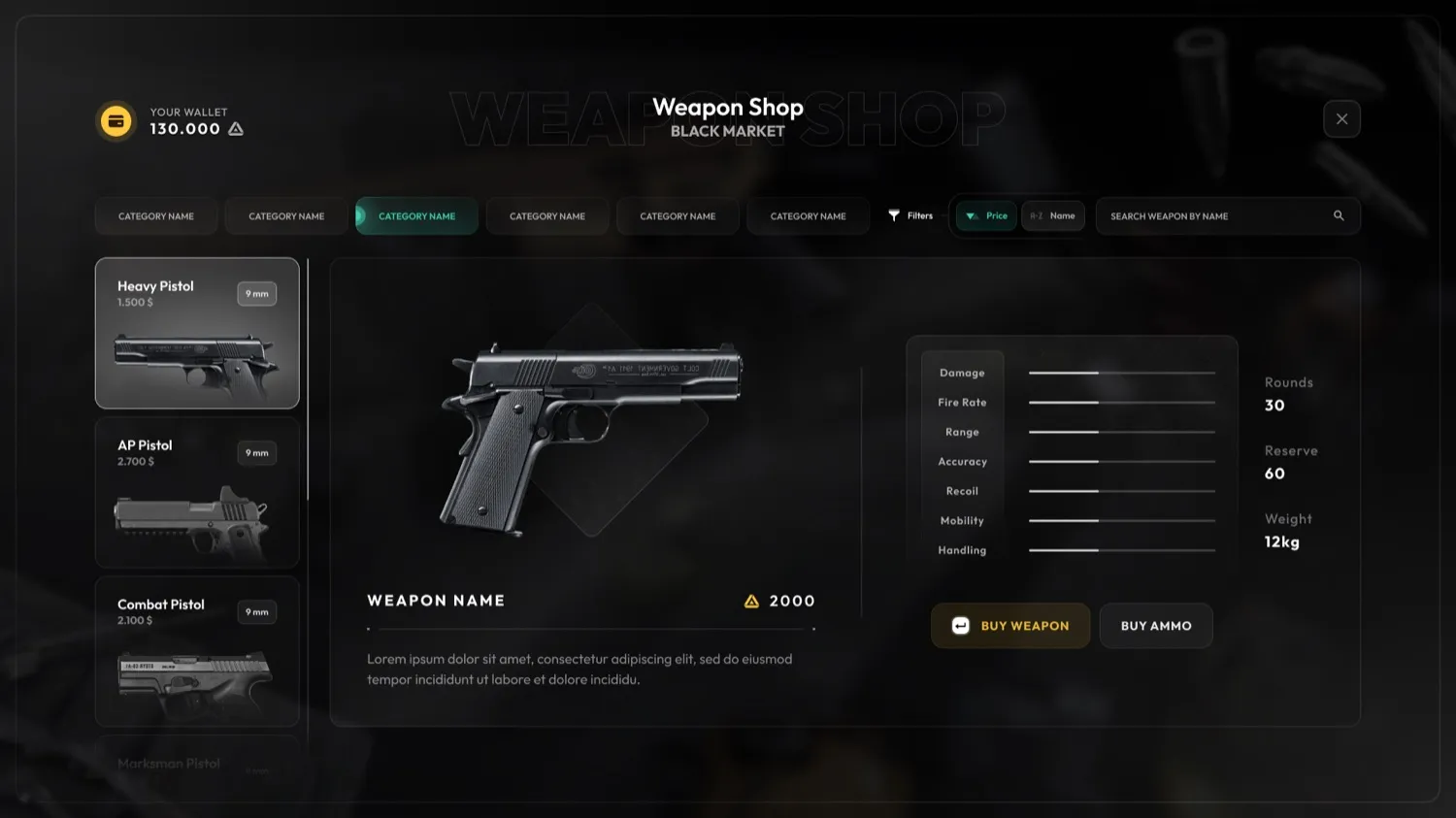 The weapon shop, a black market
