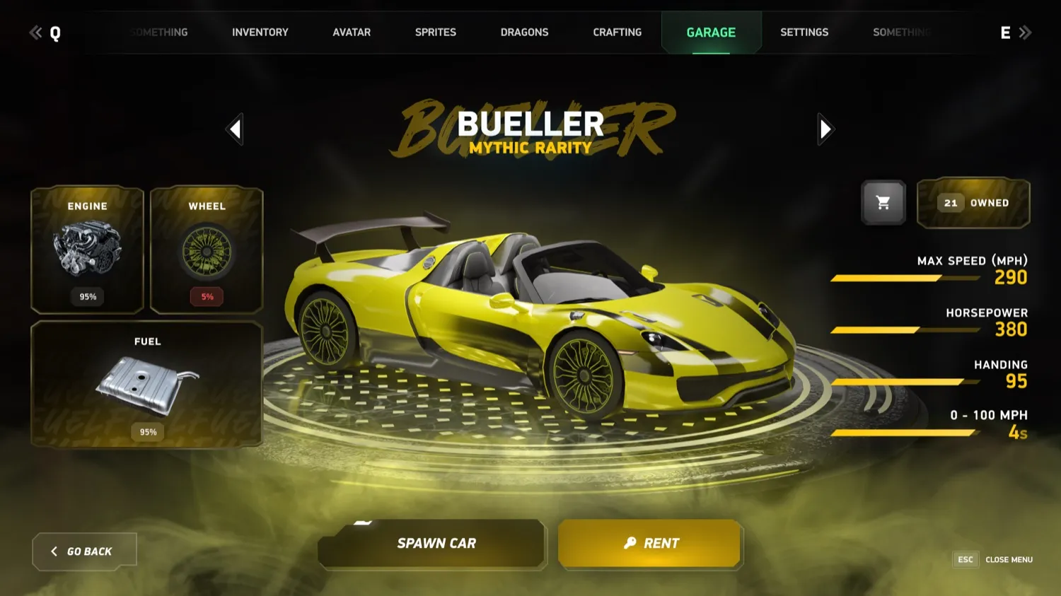 Bueller, a mythic-rarity car