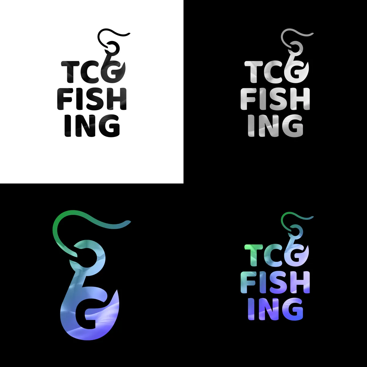 TCG Fishing logo, four variants
